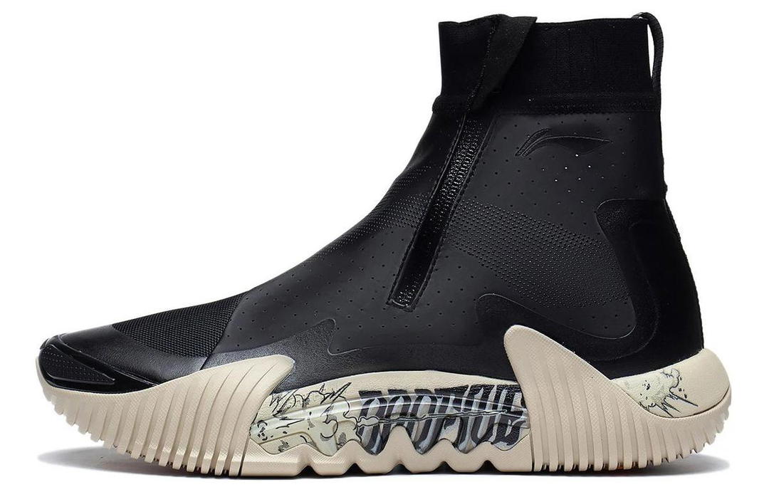 Li-Ning LiNing Badfive 2 Wntr Wear Resistant Slip Resistant High Top Basketball Shoes Men's Black Dreamy Theme Showpiece