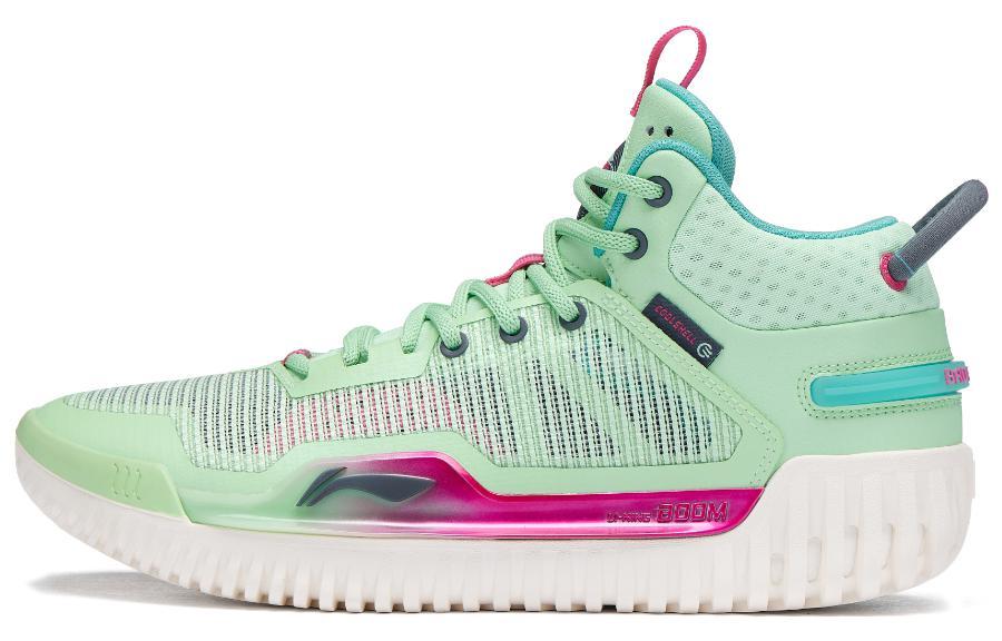 Li-Ning LiNing Badfive 3 Cushioning Anti Slip And Wear Resistant Mid Top Basketball Shoes Men's Green Purple
