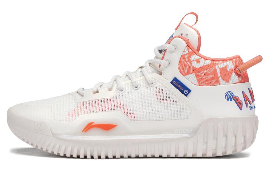 Li-Ning LiNing Badfive 3 Cushioning Anti Slip And Wear Resistant Low Top Basketball Shoes Men's White Orange