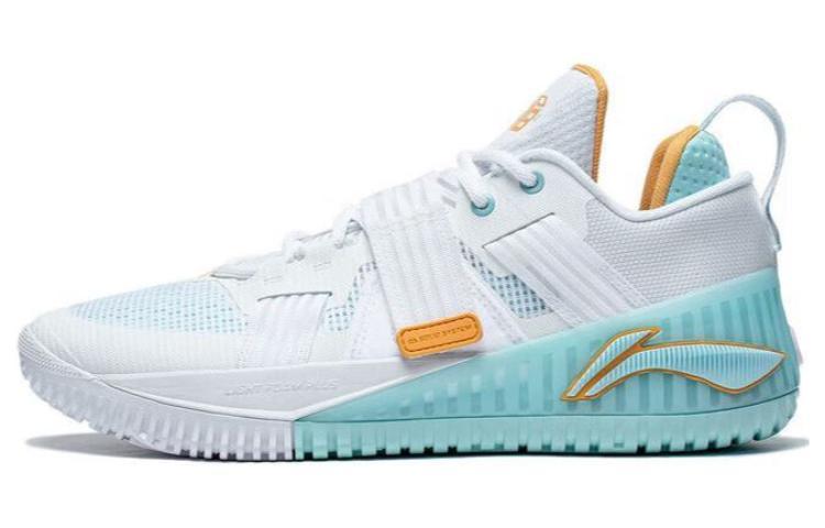Li-Ning LiNing Rage Wear Resistant Low Top Basketball Shoes Men's White Cyan