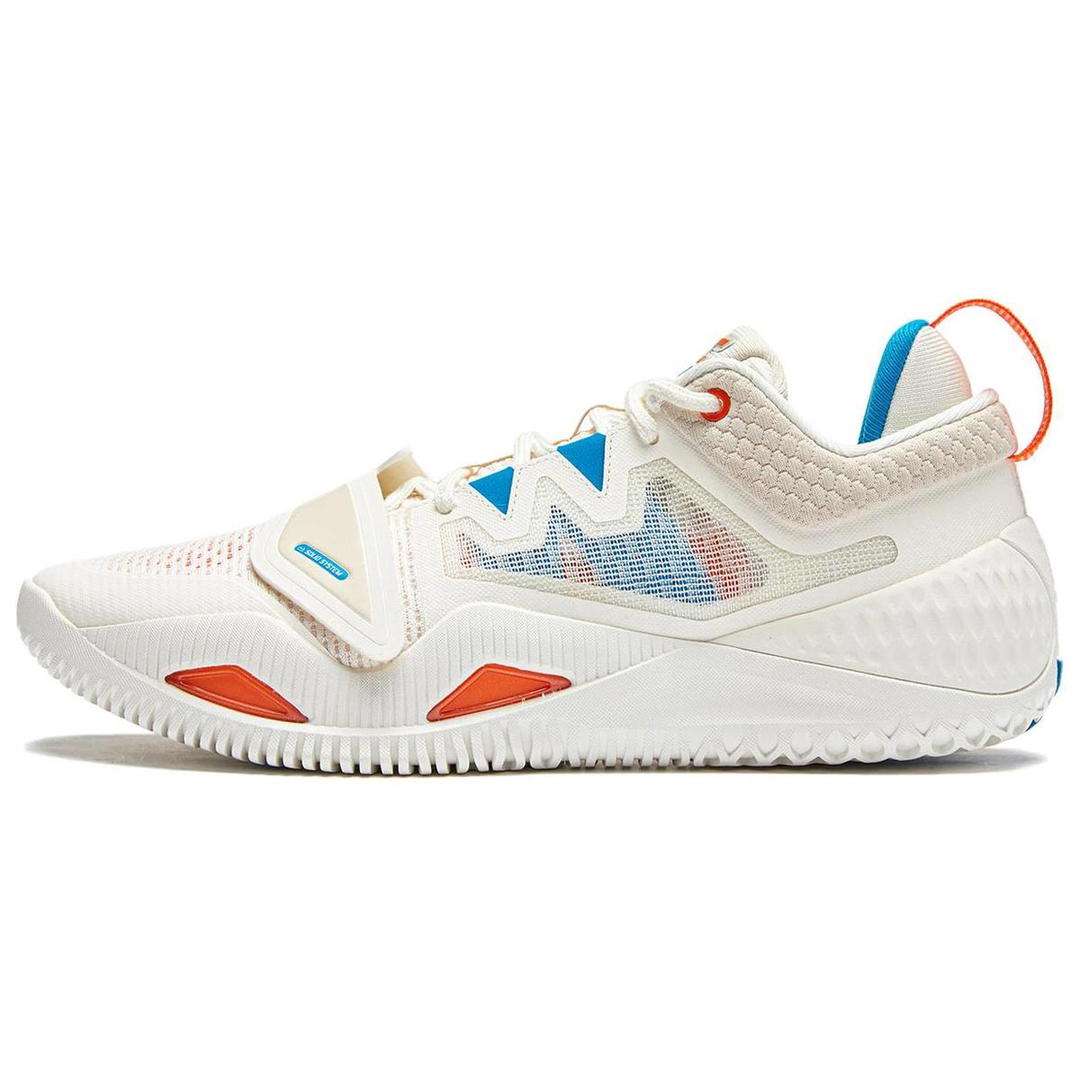 Li-Ning LiNing Rage 2 Cushioned Wear Resistant Supportive Lightweight Rebound Low Top Basketball Shoes Men's White Orange Blue