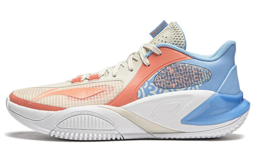 Li-Ning LiNing Hurricane 8 Low Anti Slip Wear Resistant Low Top Basketball Shoes Men's White Orange Blue