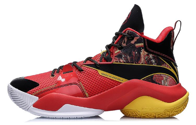 Li-Ning LiNing Power 7 V2 Cushioning Anti Slip Wear Resistant Coverage Support Rebound High Top Basketball Shoes Red Black
