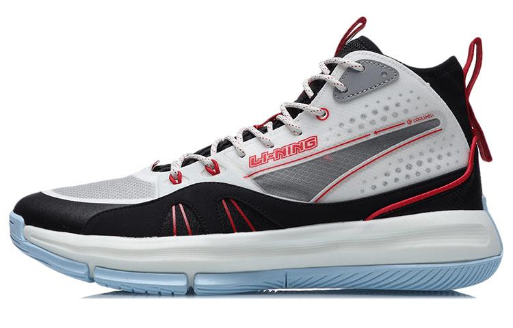 Li-Ning LiNing 9.57 Cushioning Wear Resistant Coverage Support Impact Resistant High Top Basketball Shoes Men's Black White Red