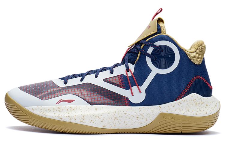 Li-Ning LINING Sonic 9 Team Basketball Shoes Men Mid-Top Royal Blue/White/Almond Yellow