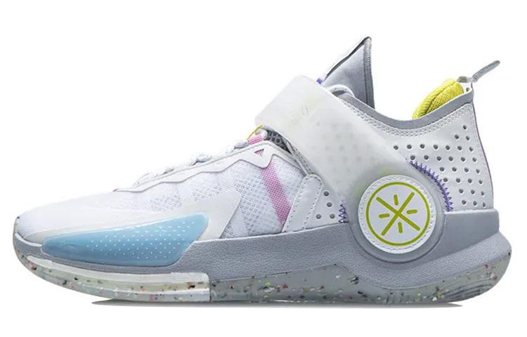 Li-Ning LINING Wade Fission 7 Basketball Shoes Men Mid Top Standard White/Dawn Gray
