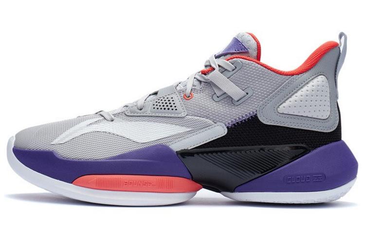 Li-Ning LINING Power 8 Basketball Shoes Men Mid Top Microcrystalline Gray/Black/Blue