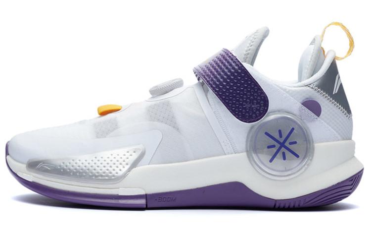 Li-Ning LiNing Wade Fission 7 V2 Cushioned Slip Resistant Support Low Top Basketball Shoes Men's White Purple