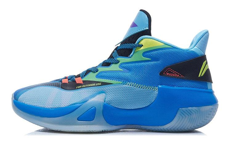 Li-Ning LiNing Sprint SE Cushioning Anti Slip Wear Resistant Coverage Support Rebound Mid Top Basketball Shoes Men's Blue