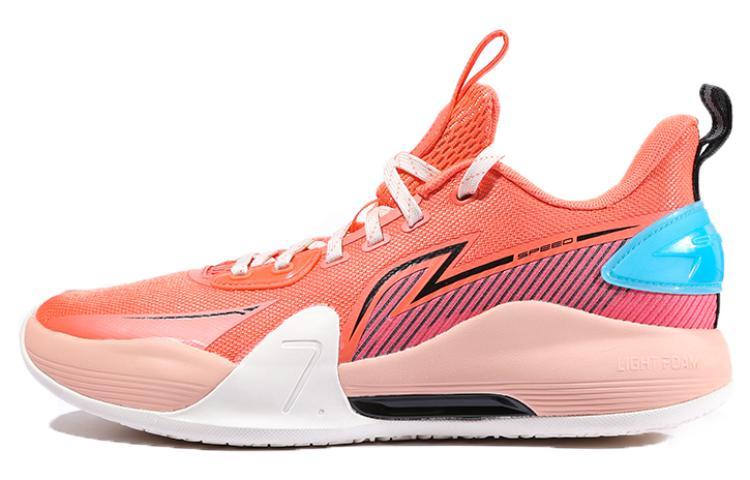 Li-Ning LiNing Speed 7 Non slip Wear resistant Shock Absorption Low Top Basketball Shoes Men's Tea Flower Red