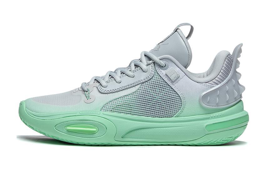 Li-Ning LiNing All City 11 Youth Cushioning Anti Slip And Wear Resistant Low Top Basketball Shoes Unisex Gray Green