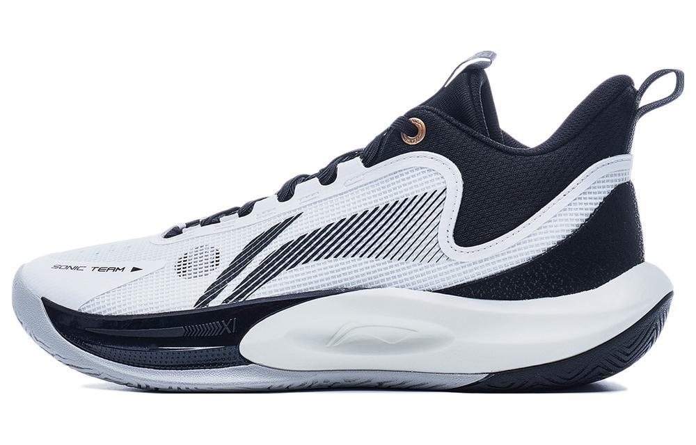 Li-Ning LiNing Sonic Team Cushioning Mid Top Basketball Shoes Men's White Black