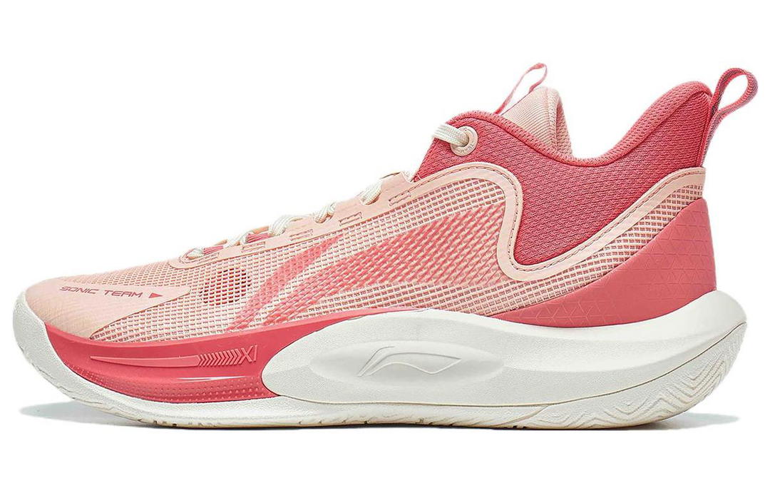 Li-Ning LiNing SONIC Team CNY Cushioning Wear Resistant Mid Top Basketball Shoes Men's Peach Orange Red Coral Pink