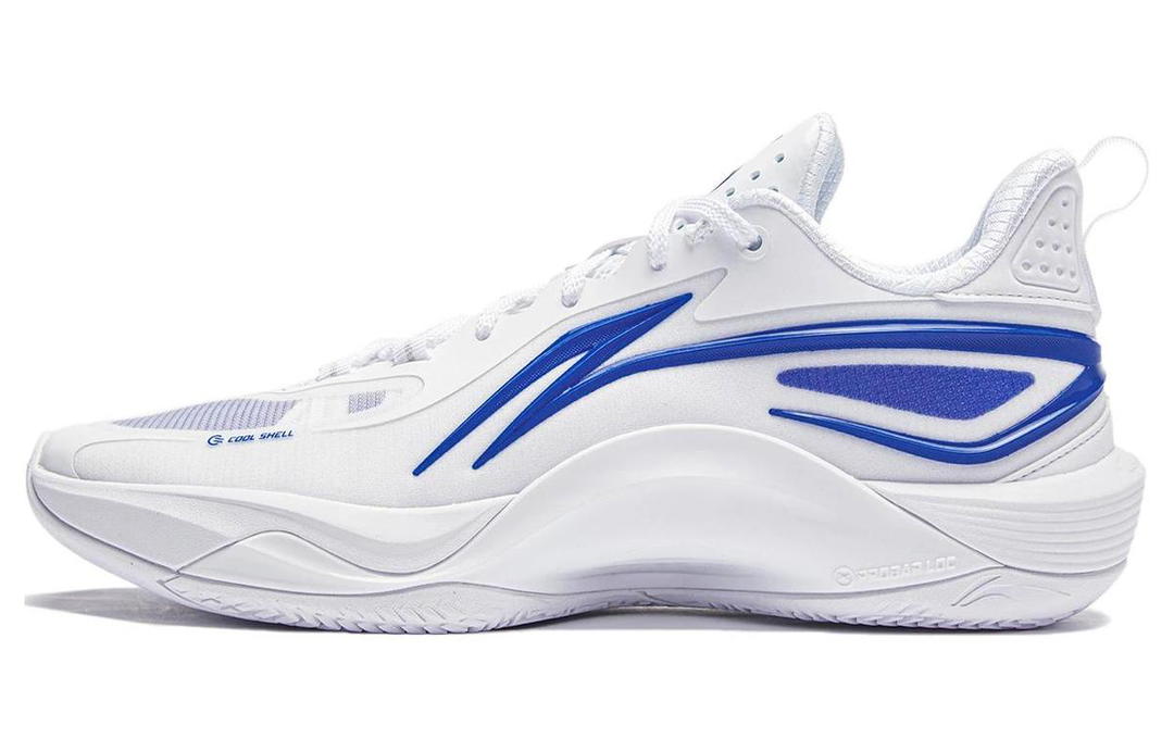 Li-Ning LiNing Shining Cushioning Anti Slip Wear Resistant Breathability Low Top Basketball Shoes Men's White Blue
