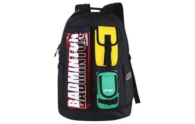 Li-Ning LiNing Polyester Badminton Double-Shoulder Backpack Regular Unisex Black Color-Blocking