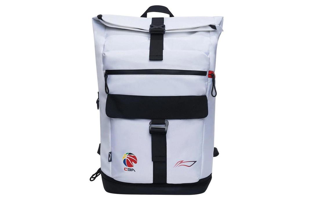 Li-Ning LiNing Sports Basketball Collection Polyester Student Backpack Regular Unisex White