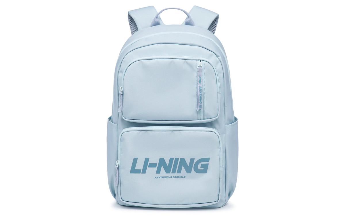 Li-Ning LiNing Sports Life Collection Fabric Student Backpack Unisex Gray Blue