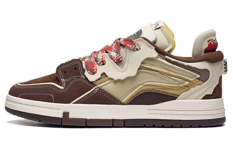 Li-Ning LiNing Wave PRO Cushioning Wear Resistant Low Top Skateboard Shoes Men's Brown Yellow