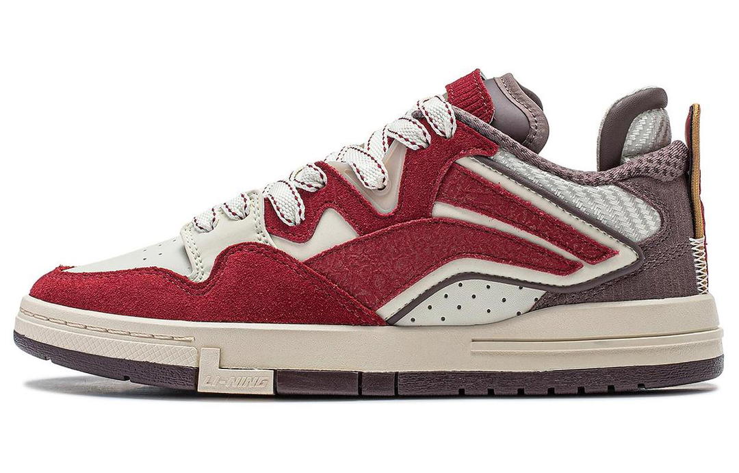 Li-Ning LINING Wei Wu PRO Skateboard Shoes Women's Low Top Cream White/Maroon