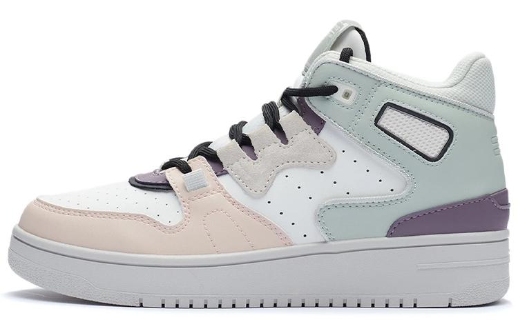 Li-Ning LINING Vintage Basketball Shoes Women's Mid Top Mist White/Soft Rose Pink
