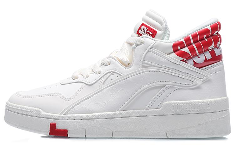 Li-Ning LiNing Coverage Warm Slip Resistant Mid Top Skateboard Shoes Women's White Red