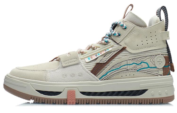 Li-Ning LiNing Anti-Slip And Wear-Resistant Height Increasing High-Top Skateboard Shoes Oat Gray