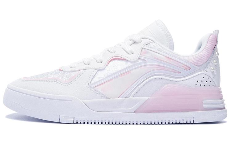 Li-Ning LiNing Wave V1 Cherry Blossom Limited Edition Anti-Slip Wear-Resistant Low-Top Skateboard Shoes Women's White Pink