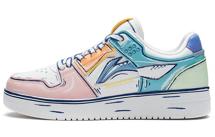 Li-Ning LiNing Tianji Lightweight Breathable And Wear Resistant Low Top Skateboard Shoes Women's White Blue Pink