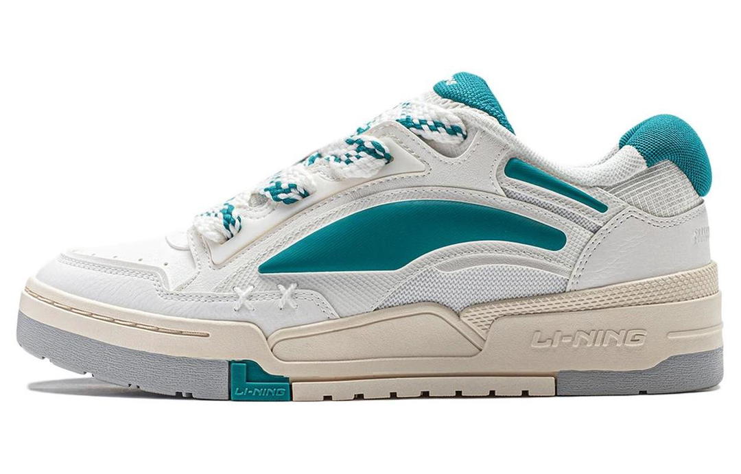 Li-Ning LiNing Journey V2 Anti Slip And Wear Resistant Lightweight Low Top Skateboard Shoes Men's White Turquoise