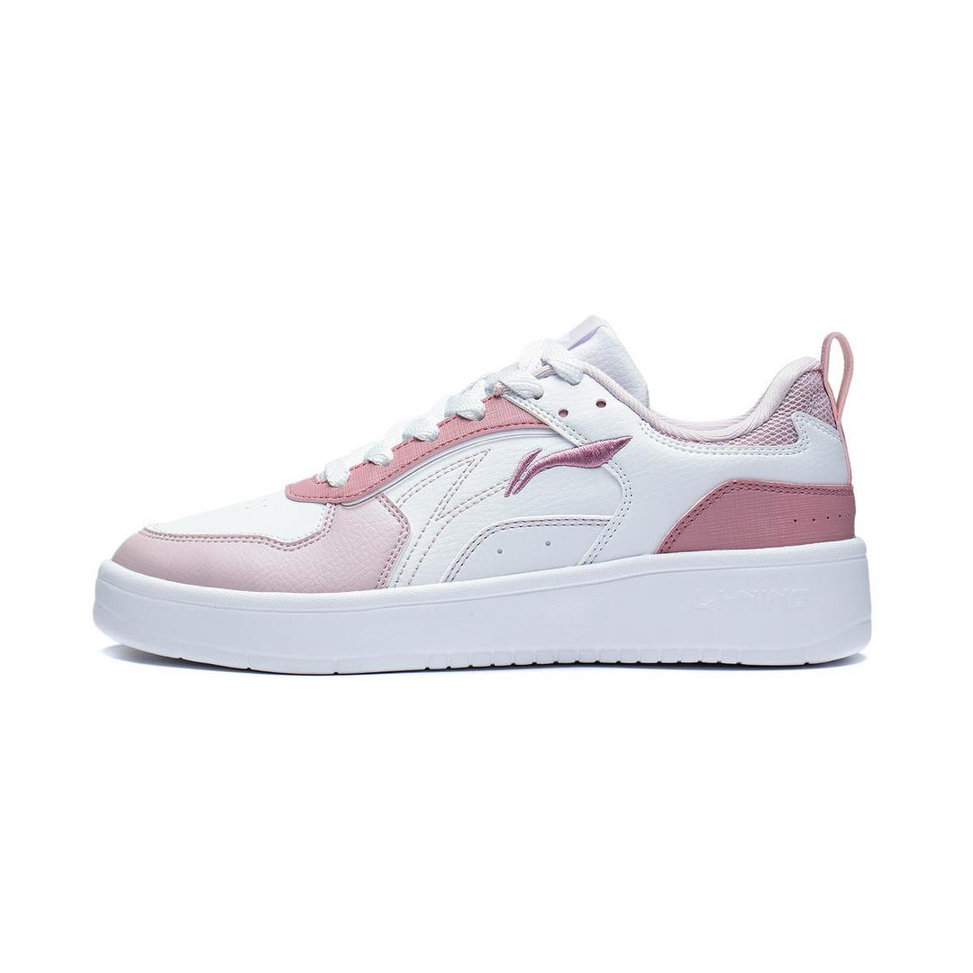 Li-Ning LiNing Spike Years Anti Slip Wear Resistant Breathable Height Increasing Low Top Skateboard Shoes Women's White Pink