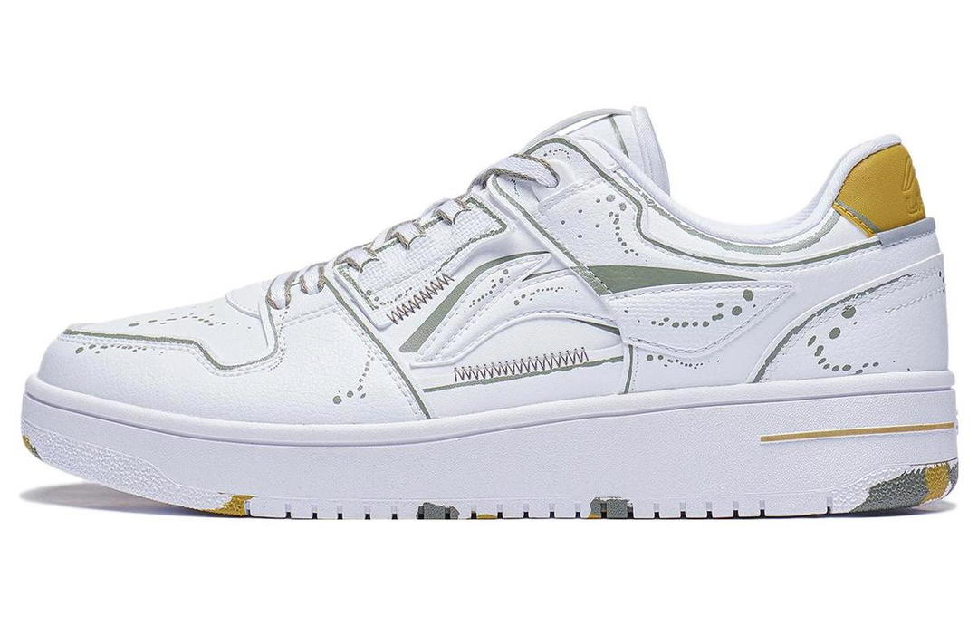 Li-Ning LiNing Tianji Anti-Slip Wear-Resistant Low-Top Skateboard Shoes Men's White Gold