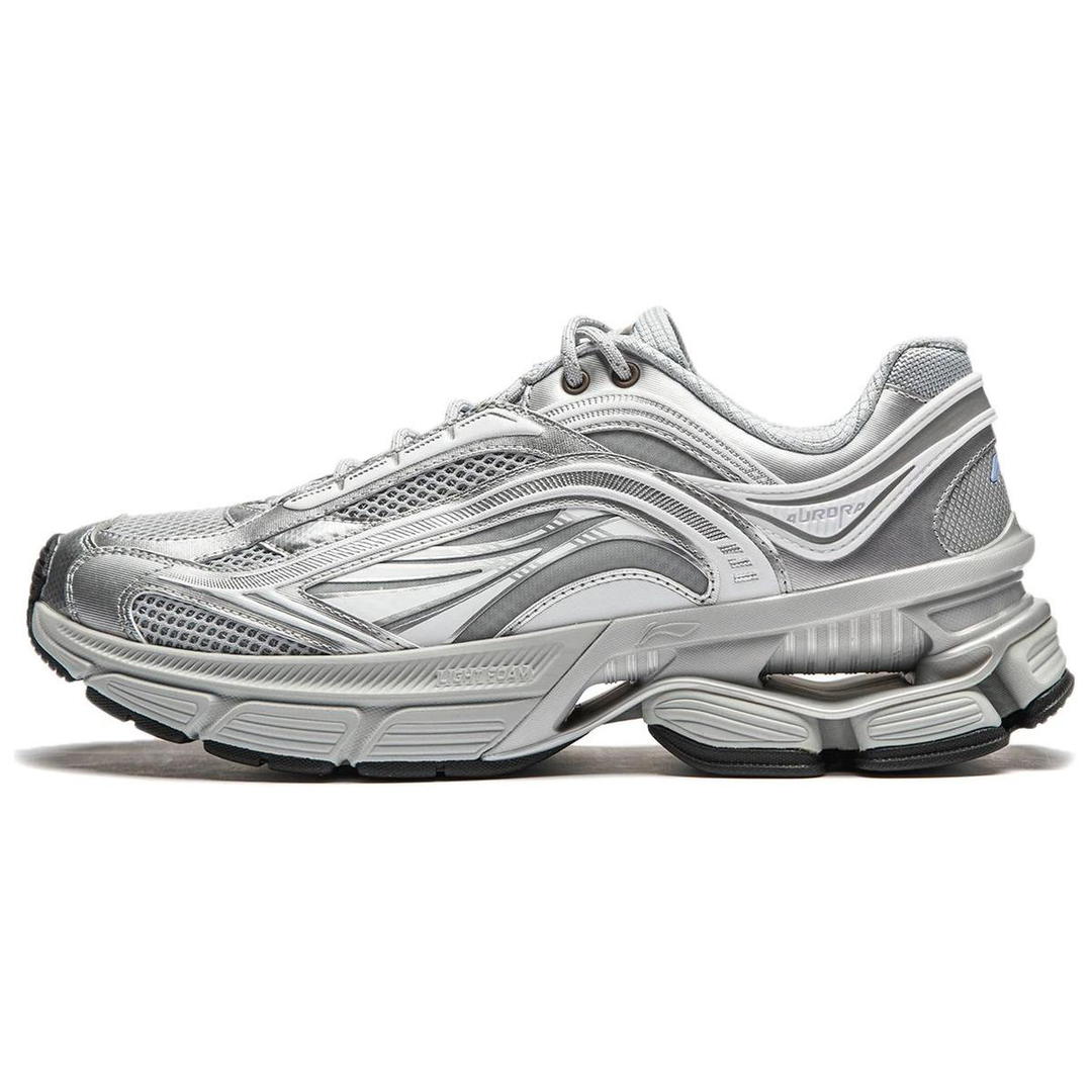 Li-Ning LiNing Slip Resistant Abrasion Resistant Supportive And Resilient Low Top Casual Running Shoes Men's Silver