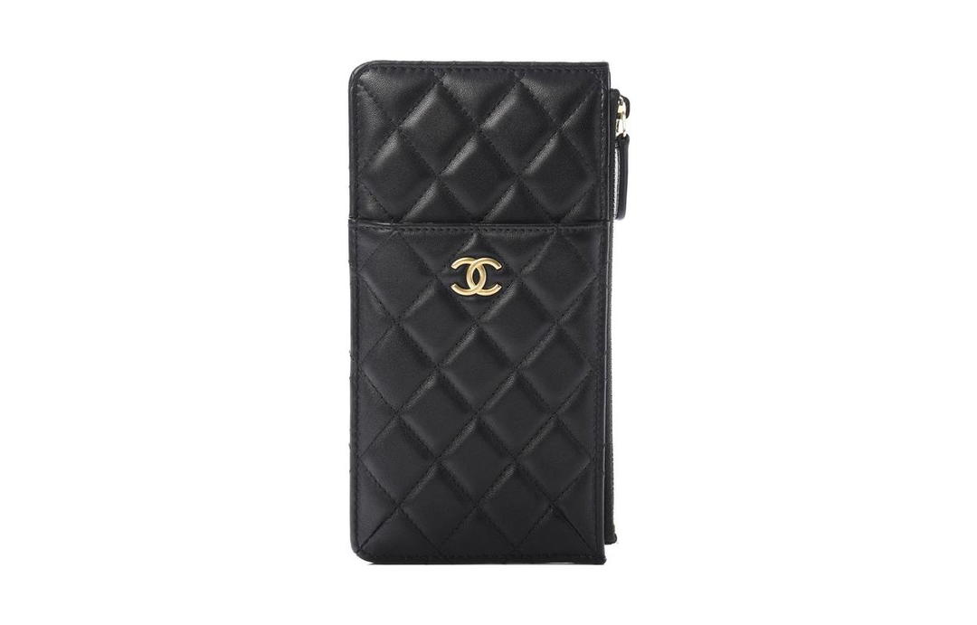 Chanel Chanel Lambskin Card Holder Wallet Women's Black