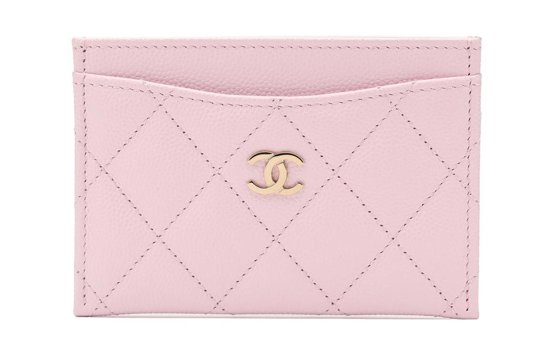 Chanel Chanel Cow Leather Coin Purse, Card Holder Women's Pink