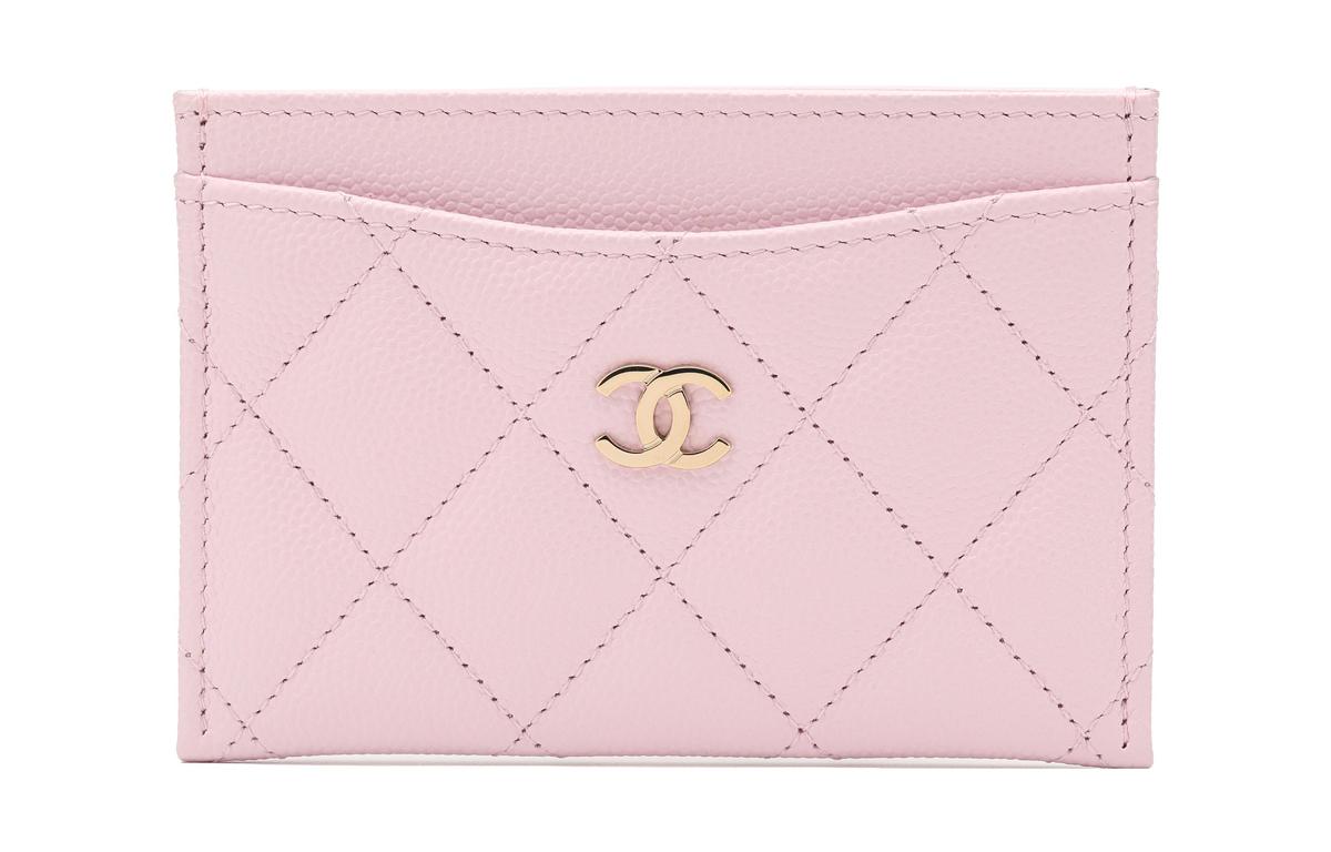 Chanel Chanel Cow Leather Coin Purse, Card Holder Women's Pink