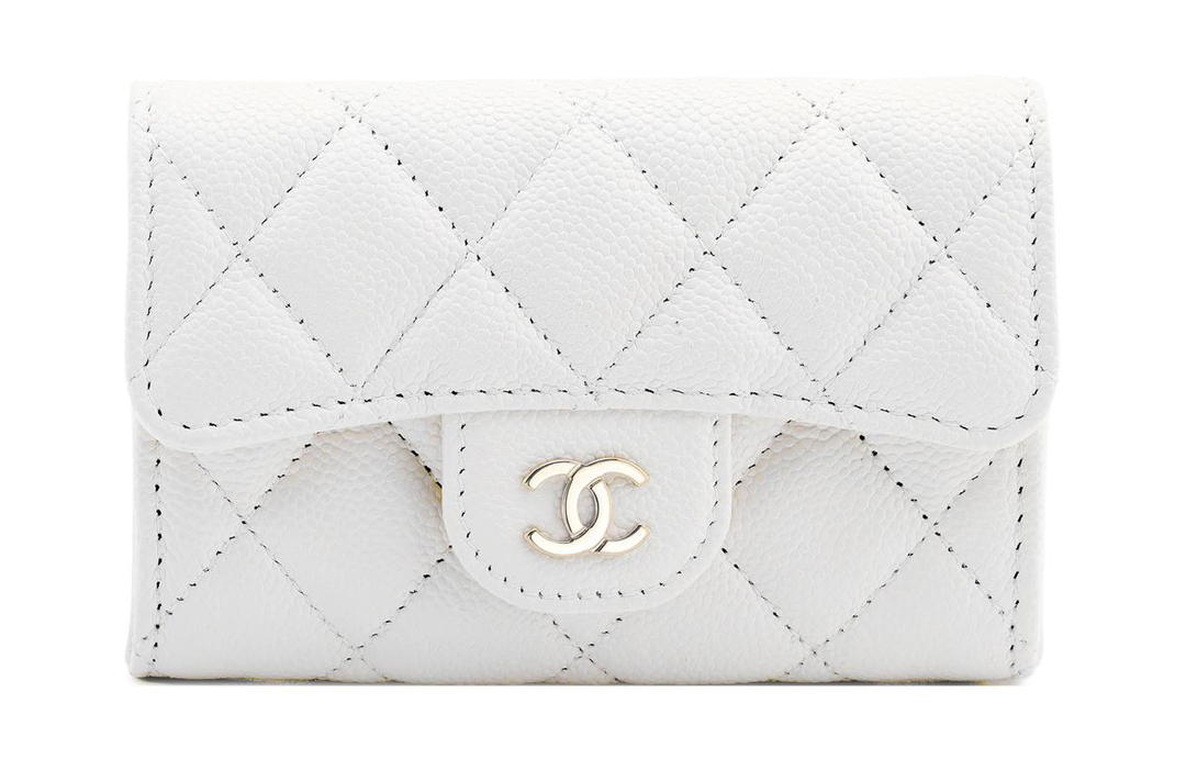Chanel Chanel Calfskin Wallet Coin Purse Card Holder Small Size Women's White