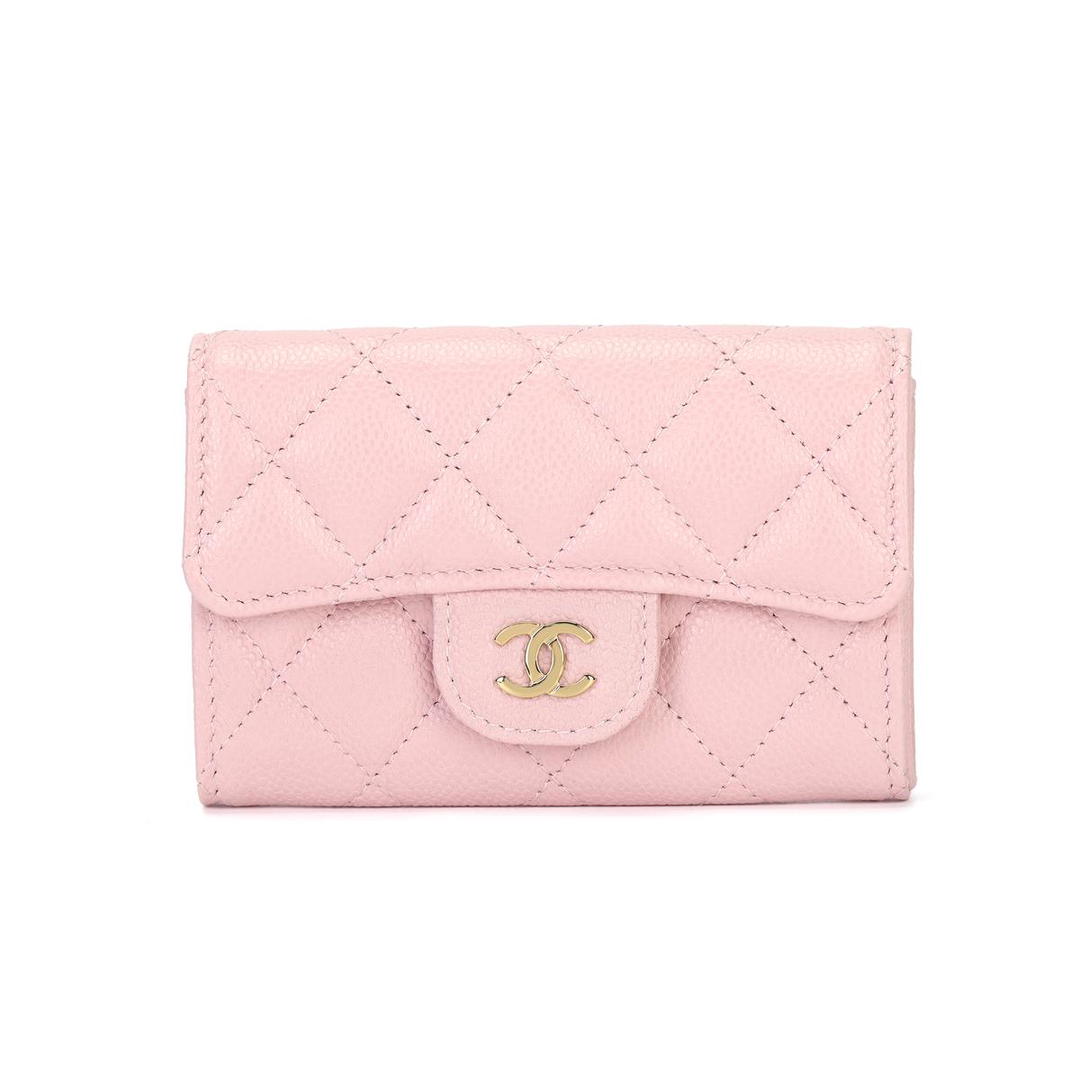 Chanel Chanel Calfskin Card Holder Women's Cherry Blossom Pink