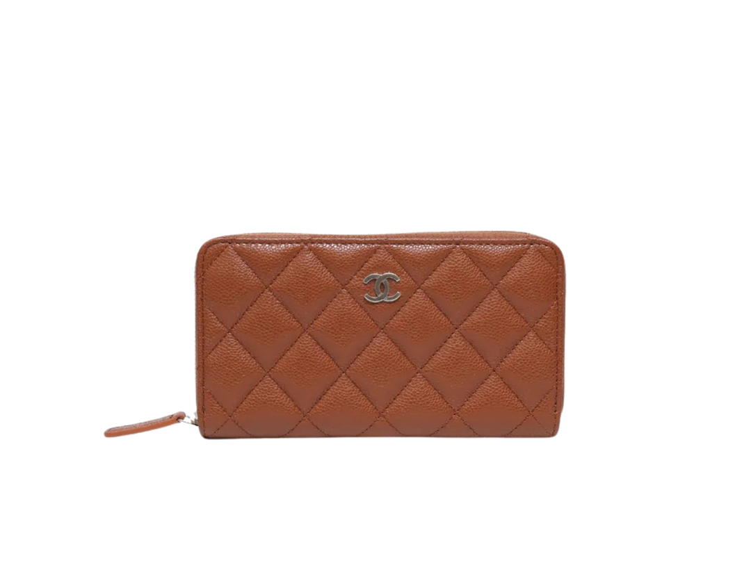 Chanel Chanel Classic Zipped Wallet In Light Brown Shiny Grained Calfskin With Gold-Tone Metal Hardware