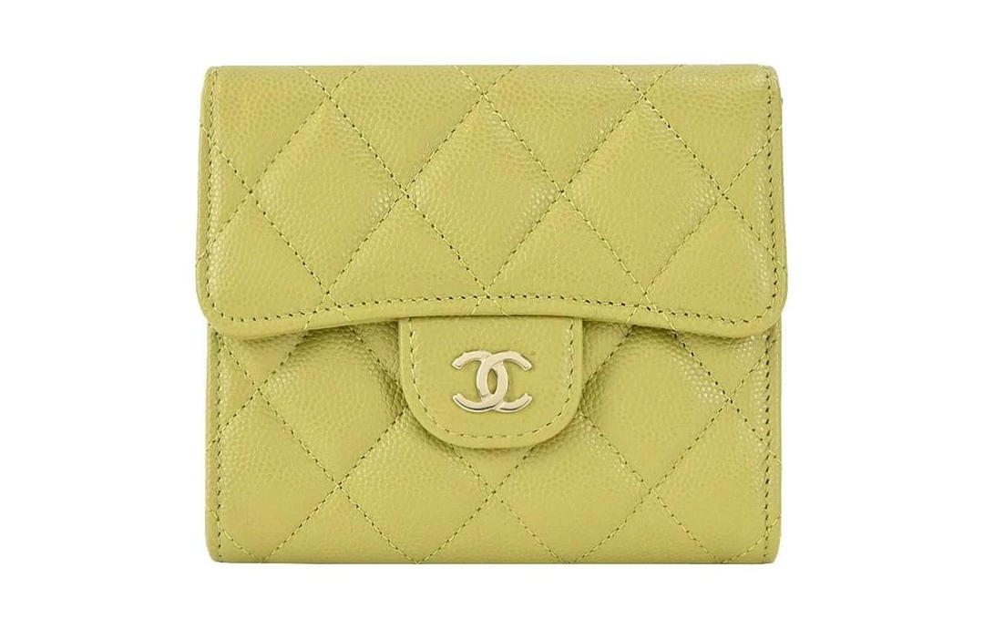 Chanel Chanel Calfskin Wallet Women's Mustard Green