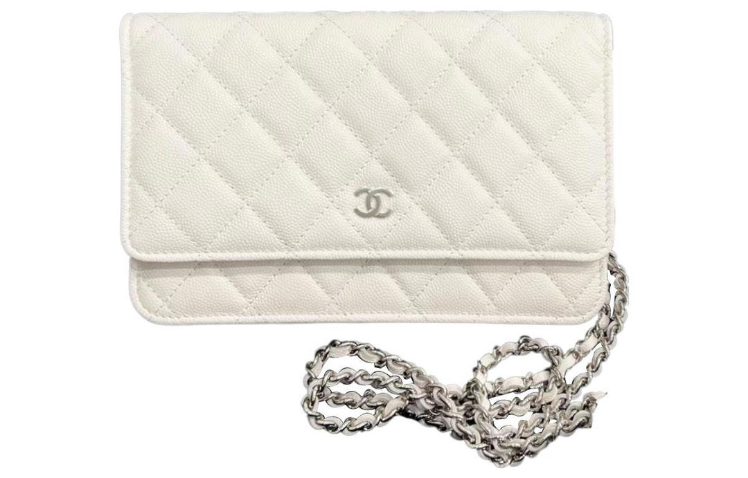 Chanel Chanel WOC Grained Calfskin Mouth Cover Bag Crossbody Bag Women's White