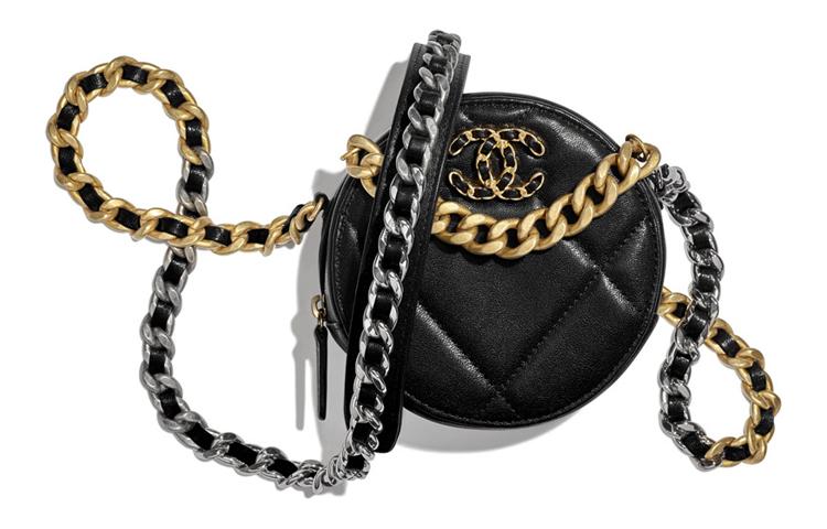 Chanel Chanel 19Bag Lambskin Round Bag Evening Party Bag Clutch Crossbody Bag Shoulder Bag Women's Black