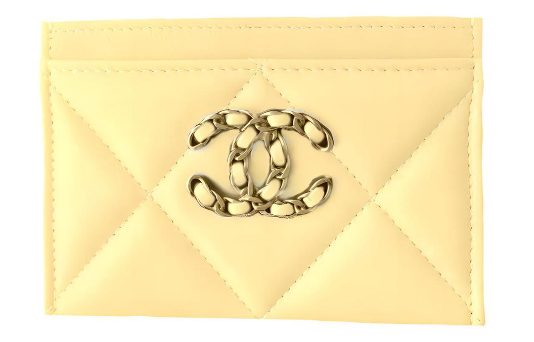 Chanel Chanel Lambskin Coin Purses Card Holders Women's Light Yellow