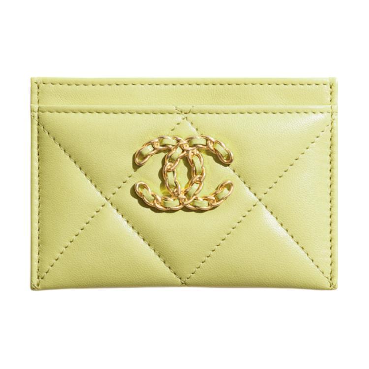 Chanel Chanel 19Bag Lambskin Card Sleeve Card Holder Women's Green