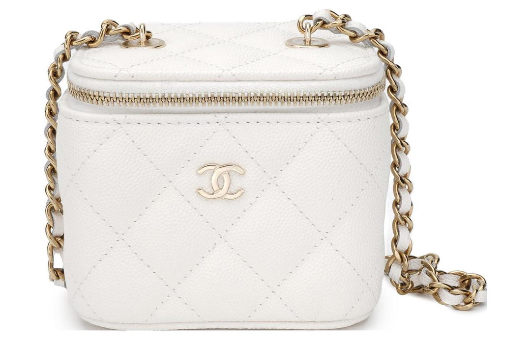 Chanel Chanel 22c Early Spring Grain Embossed Cow Leather Small Box Bag, Shoulder Bag, Crossbody Bag Mini Women's White