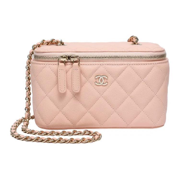 Chanel Chanel Grain Cow Leather One Shoulder Box Bag Crossbody Bag Women's Pink