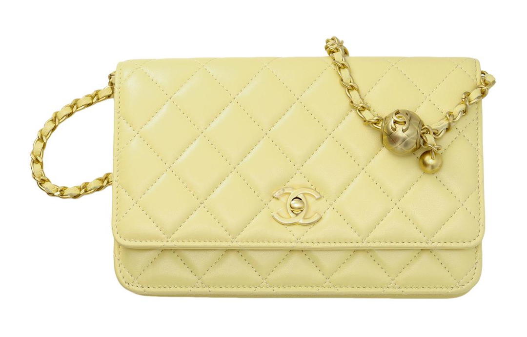 Chanel Chanel WOC Smooth Lambskin Shoulder Bag Crossbody Bag Mini Women's Light Yellow