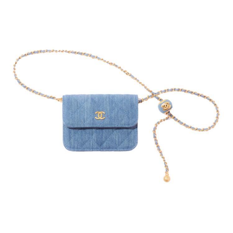 Chanel Chanel Velour Chain Bag Shoulder Bag Crossbody Bag Regular Women's Denim Blue