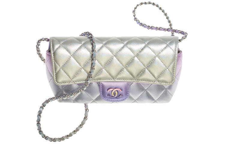 Chanel Chanel Flap Eyeglass Pouch Glass Storage Box Crossbody Bag Women's Iridescent Macaron Color