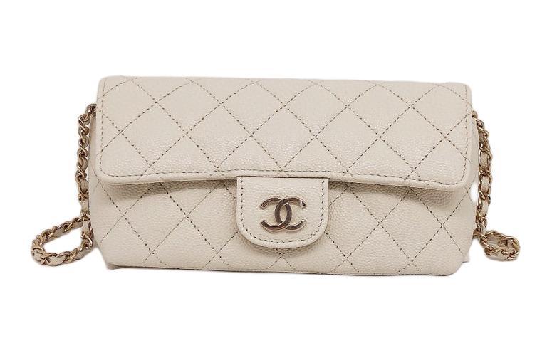 Chanel Chanel Leather Eyeglass Pouch, Handbag, Shoulder Bag, Crossbody Bag Women's White
