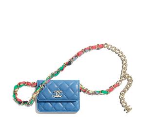 Buy Chanel Lambskin With Silk Ribbon And Metal Chain Fanny Pack Small Size Women's Blue/Multicolor at Sasom – Authentic and Ready to Ship